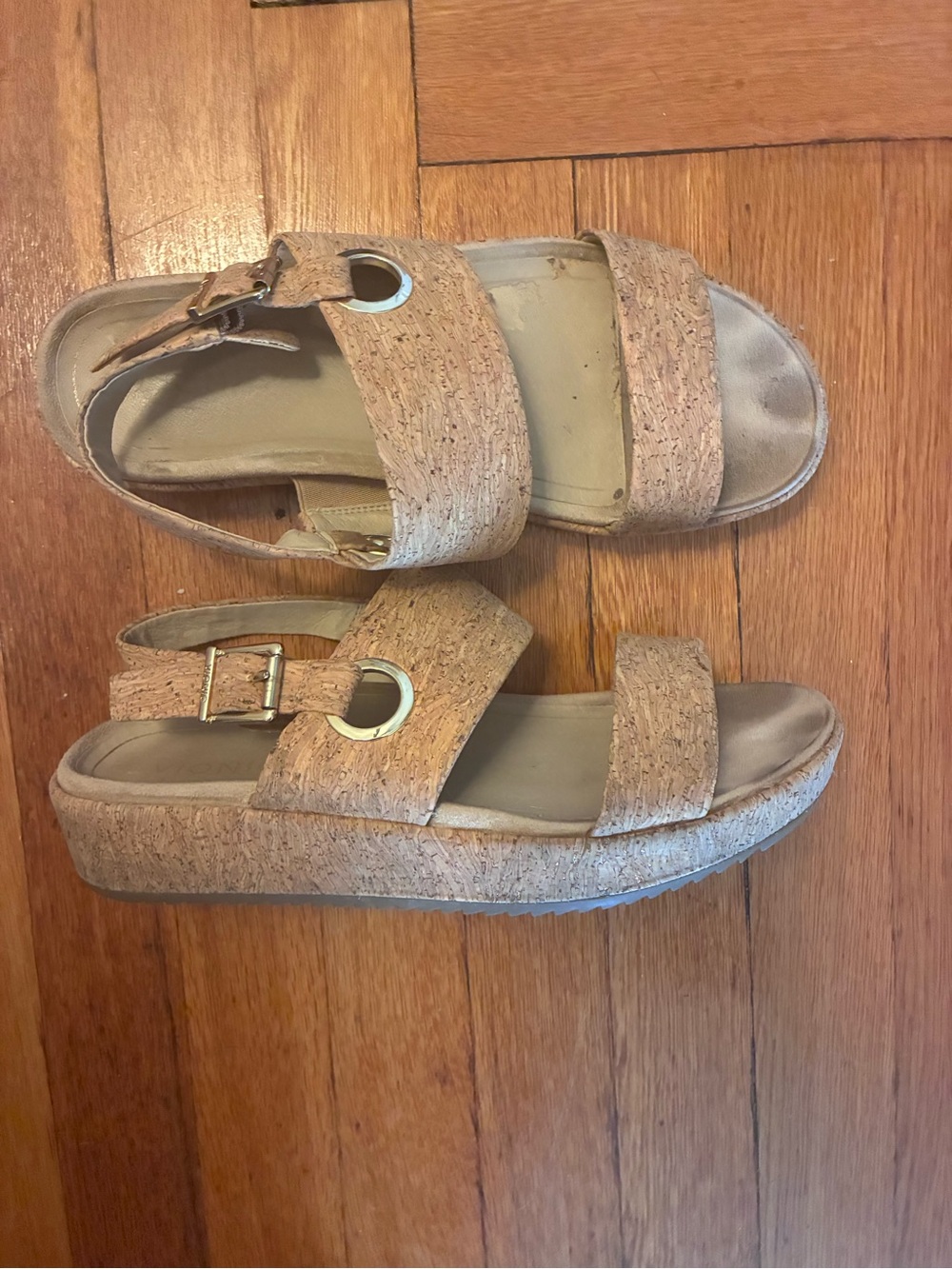 VIONIC Womens Cork Platform Sandals in Tan